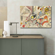 Impressionante pintura decorativa em tela de Kandinsky, 70 x 100 cm, 100% camurça, moldura 100% madeira (3 cm de espessura) | Perfeito para decoração moderna