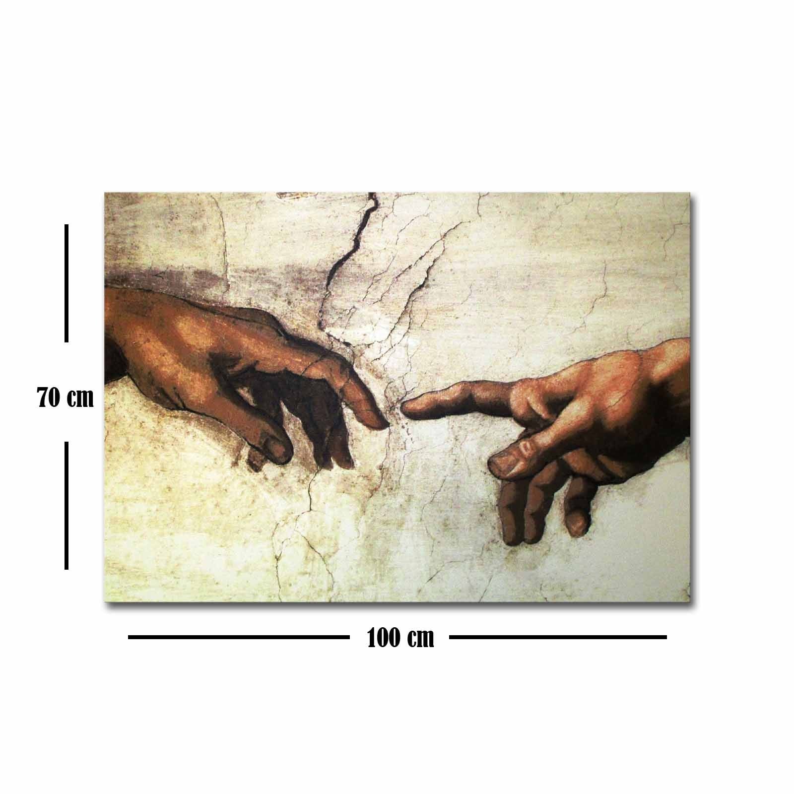 Pintura decorativa em tela de Michelangelo Buonarroti, 70 x 100 cm, 100% camurça, moldura de madeira de 3 cm | Arte elegante para decoração de casa e escritório