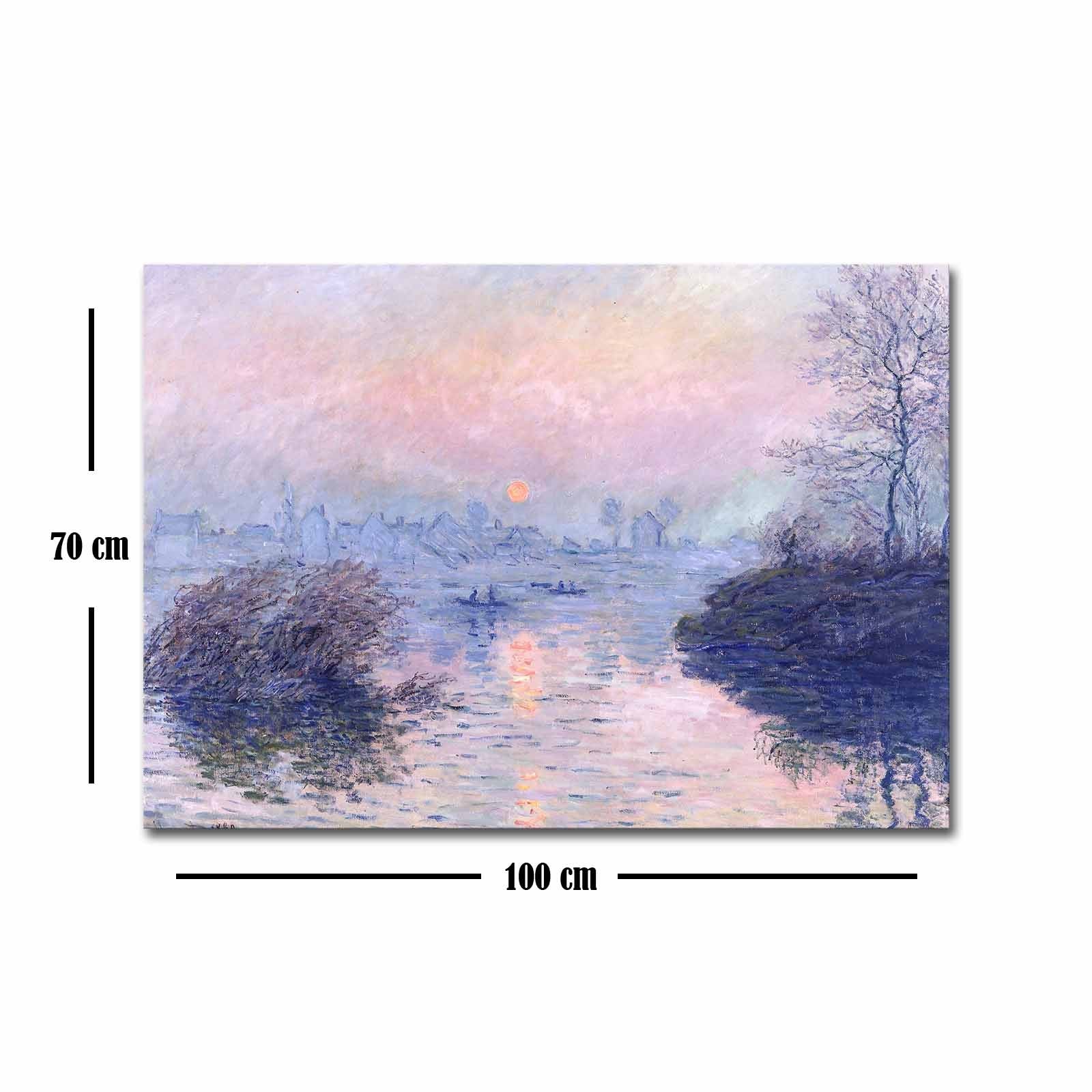 Pintura decorativa em tela de Claude Monet, 70 x 100 cm, 100% camurça, moldura 100% madeira (3 cm de espessura) | Arte elegante para decoração de casa e escritório