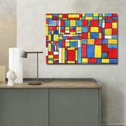 Impressionante pintura decorativa em tela de Kandinsky, 70 x 100 cm, 100% camurça, moldura 100% madeira (3 cm de espessura) | Perfeito para decoração moderna
