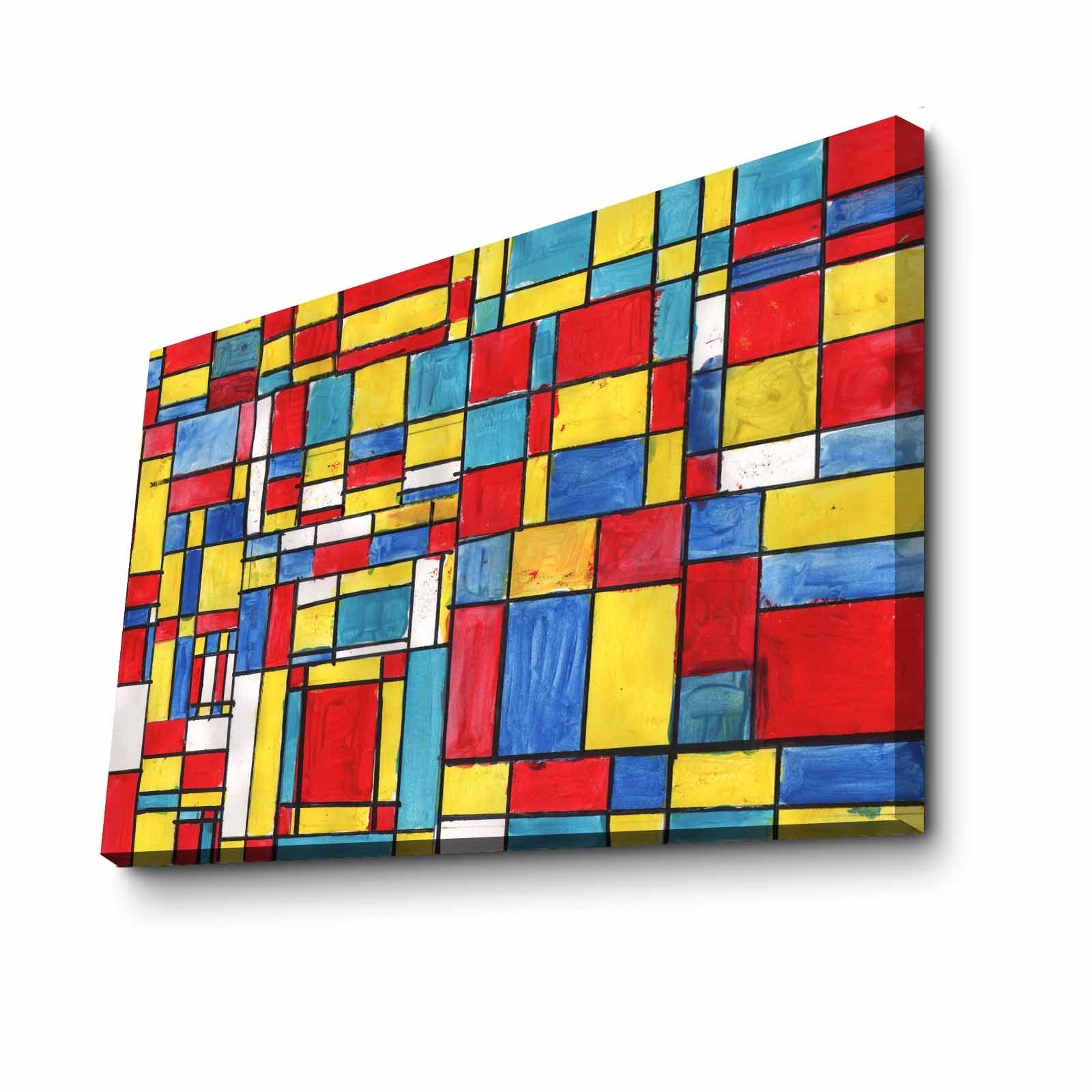 Impressionante pintura decorativa em tela de Kandinsky, 70 x 100 cm, 100% camurça, moldura 100% madeira (3 cm de espessura) | Perfeito para decoração moderna