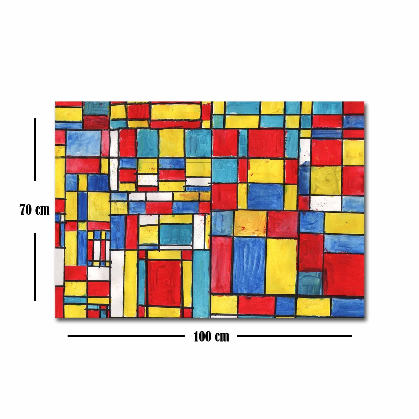 Impressionante pintura decorativa em tela de Kandinsky, 70 x 100 cm, 100% camurça, moldura 100% madeira (3 cm de espessura) | Perfeito para decoração moderna