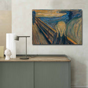 Pintura decorativa em tela de Edvard Munch, 70 x 100 cm, 100% camurça, moldura de madeira de 3 cm | Arte de parede elegante para decoração de casa e escritório