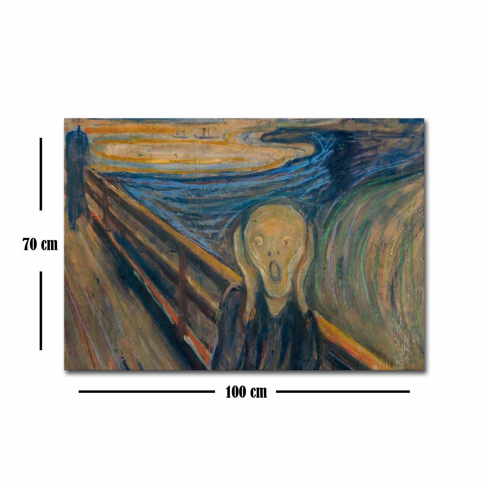 Pintura decorativa em tela de Edvard Munch, 70 x 100 cm, 100% camurça, moldura de madeira de 3 cm | Arte de parede elegante para decoração de casa e escritório