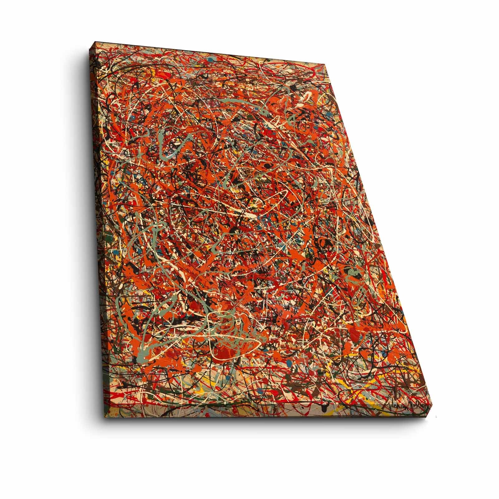 Pintura decorativa em tela "A Fúria" de Jackson Pollock, 70 x 100 cm, 100% camurça, moldura 100% madeira (3 cm de espessura) | Arte deslumbrante para espaços modernos