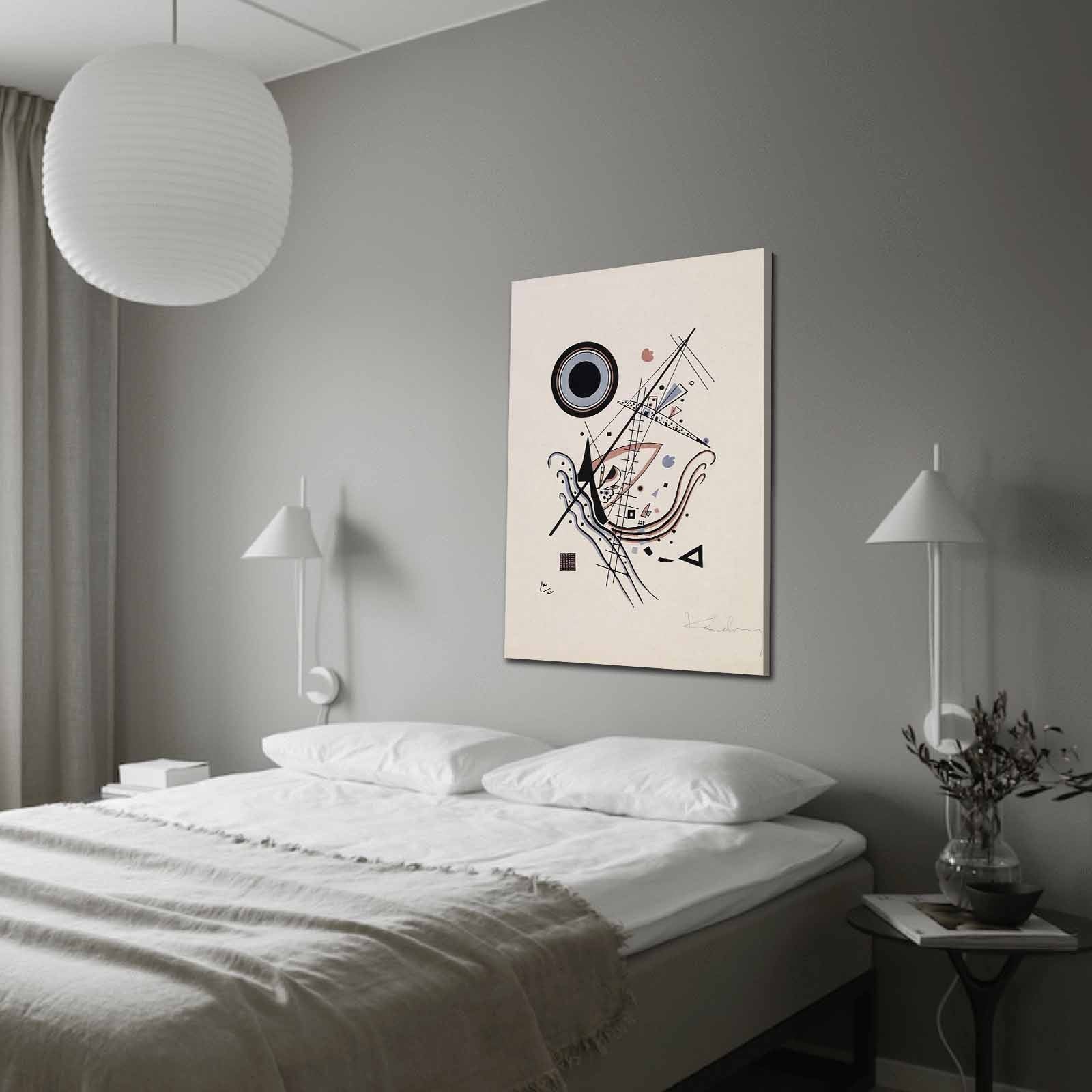 Impressionante pintura decorativa em tela de Kandinsky, 70 x 100 cm, 100% camurça, moldura 100% madeira (3 cm de espessura) | Perfeito para decoração moderna