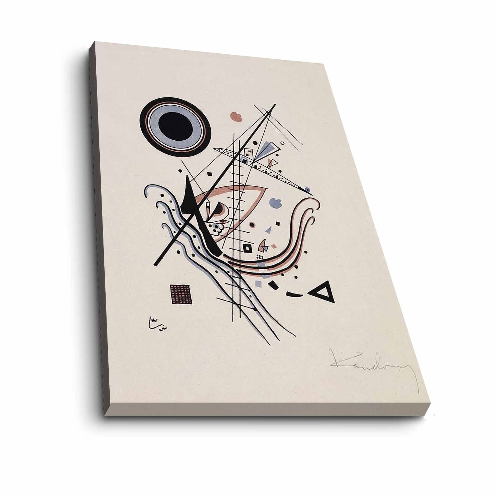 Impressionante pintura decorativa em tela de Kandinsky, 70 x 100 cm, 100% camurça, moldura 100% madeira (3 cm de espessura) | Perfeito para decoração moderna
