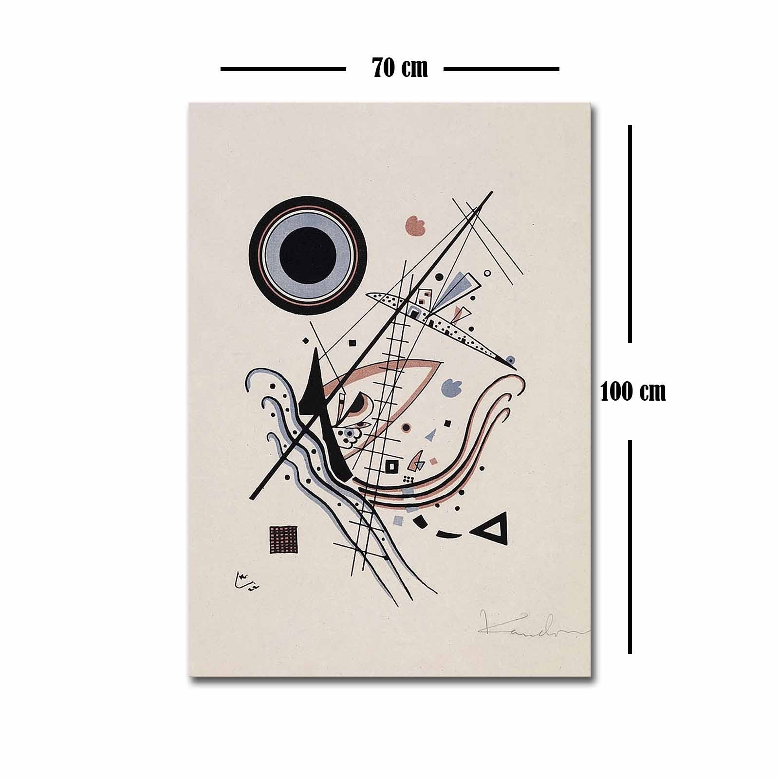 Impressionante pintura decorativa em tela de Kandinsky, 70 x 100 cm, 100% camurça, moldura 100% madeira (3 cm de espessura) | Perfeito para decoração moderna
