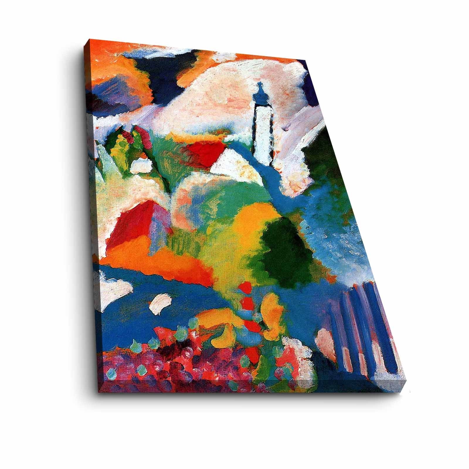 Impressionante pintura decorativa em tela de Kandinsky, 70 x 100 cm, 100% camurça, moldura 100% madeira (3 cm de espessura) | Perfeito para decoração moderna