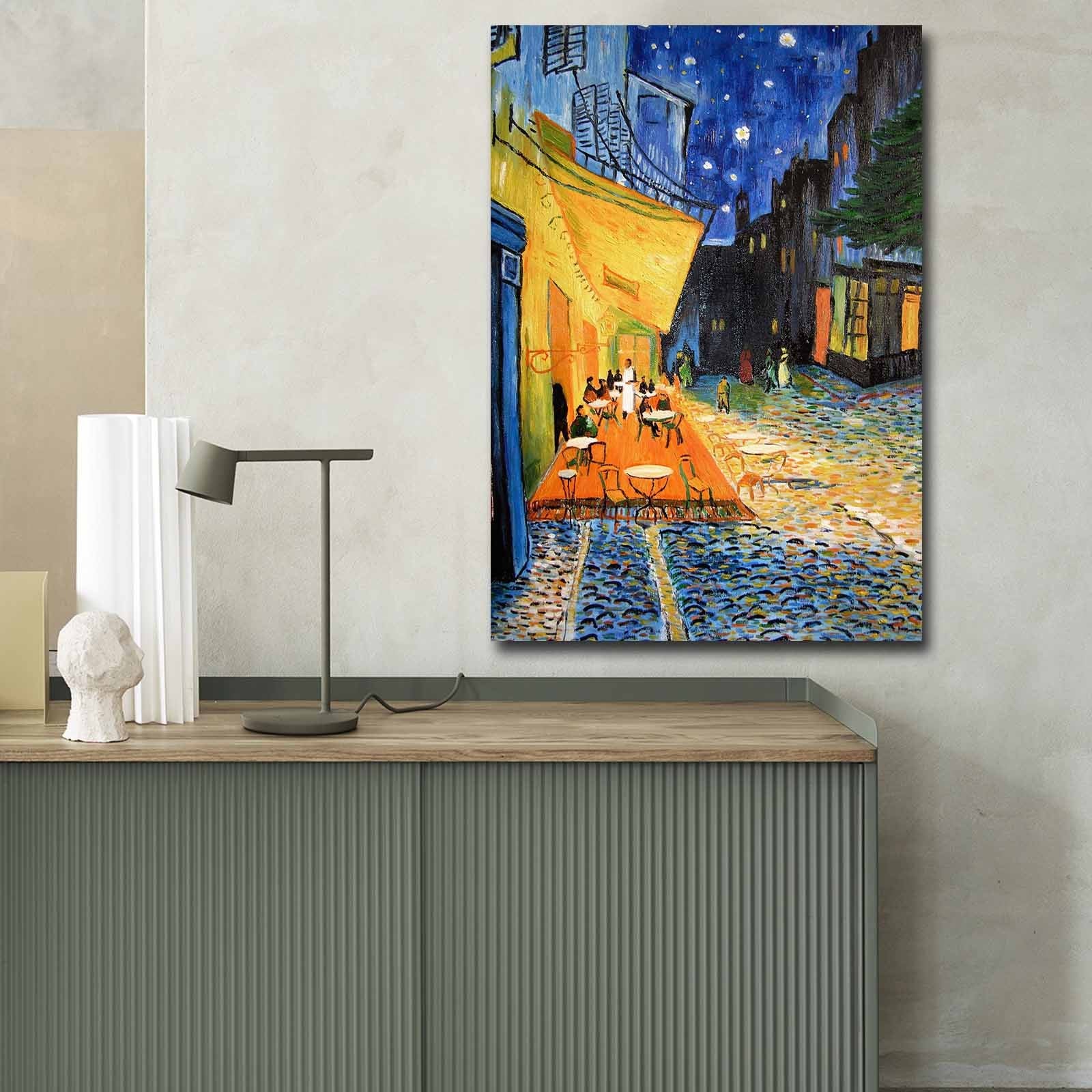 Pintura decorativa em tela de Van Gogh, 70 x 100 cm, 100% camurça, moldura 100% madeira (3 cm de espessura) | Arte elegante para decoração de casa e escritório