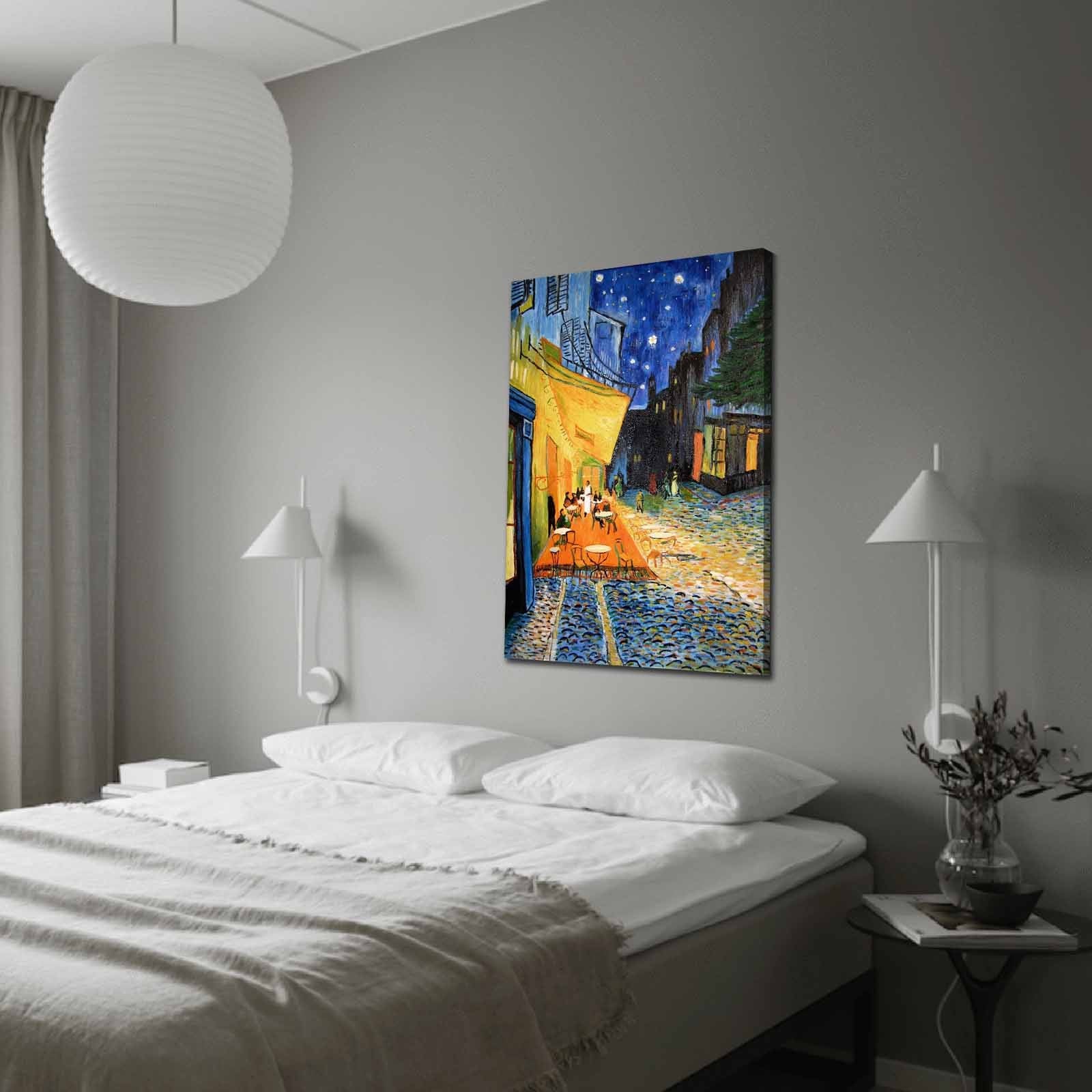 Pintura decorativa em tela de Van Gogh, 70 x 100 cm, 100% camurça, moldura 100% madeira (3 cm de espessura) | Arte elegante para decoração de casa e escritório