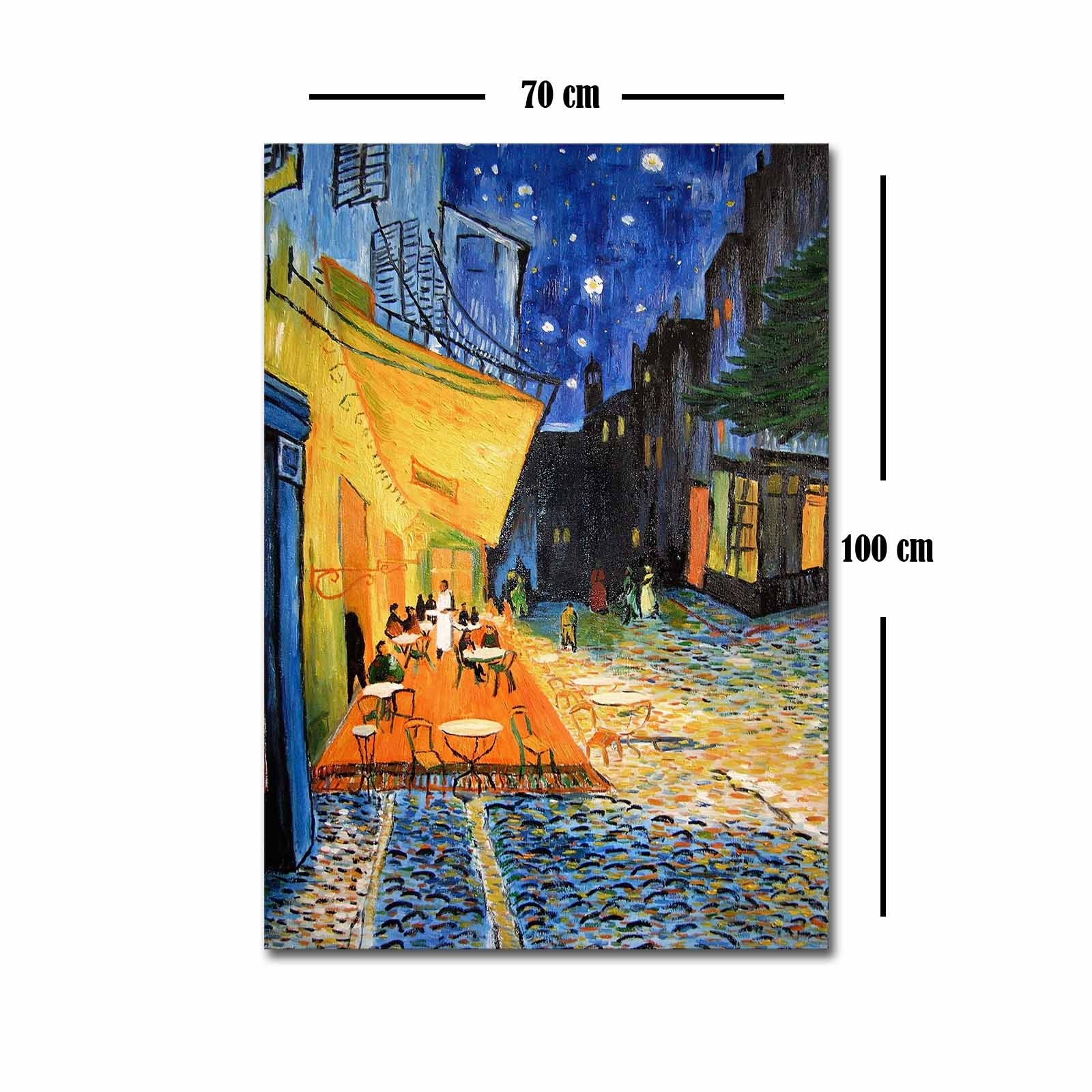 Pintura decorativa em tela de Van Gogh, 70 x 100 cm, 100% camurça, moldura 100% madeira (3 cm de espessura) | Arte elegante para decoração de casa e escritório
