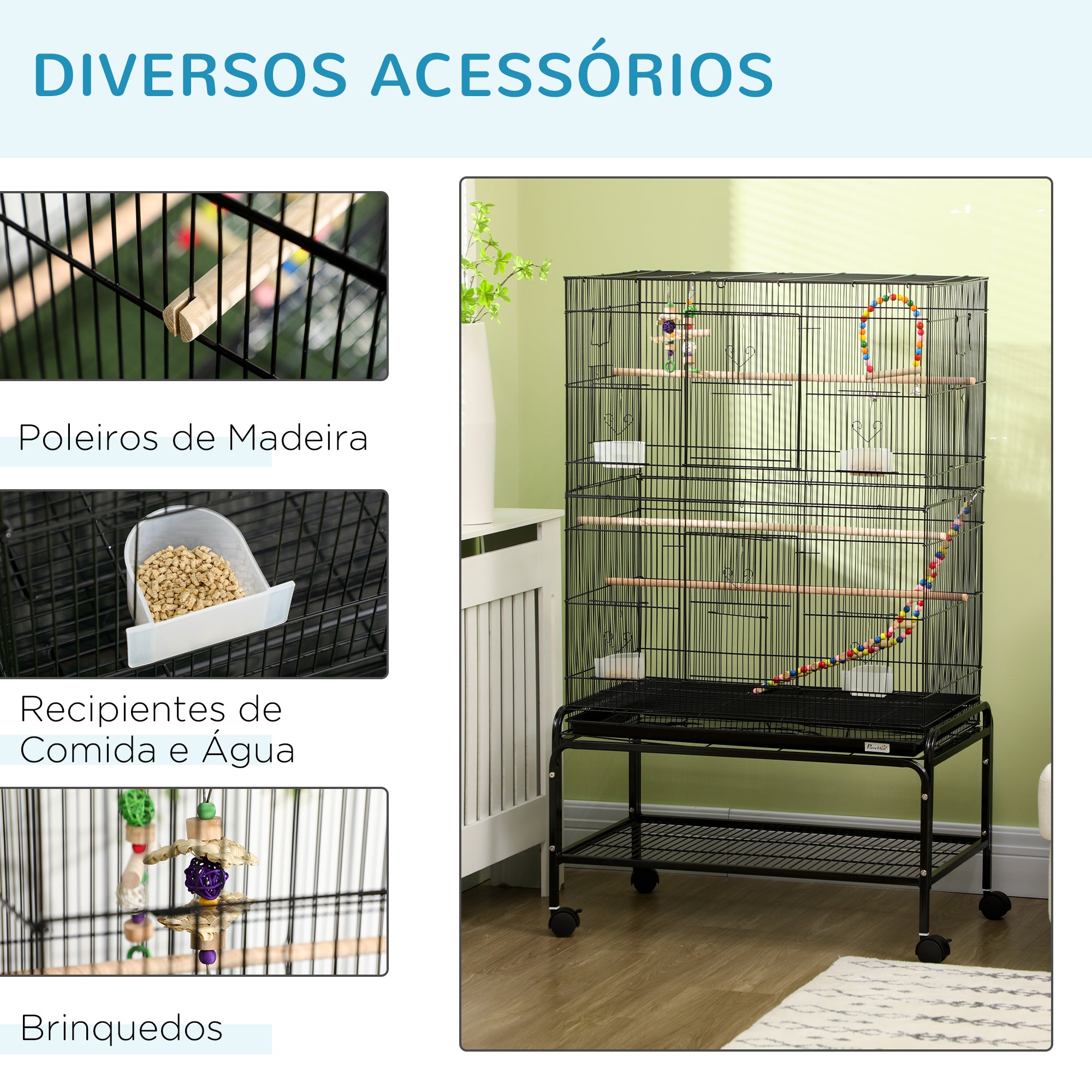 Gaiola Metálica Grande – 79x49x133 cm – Cor Preto