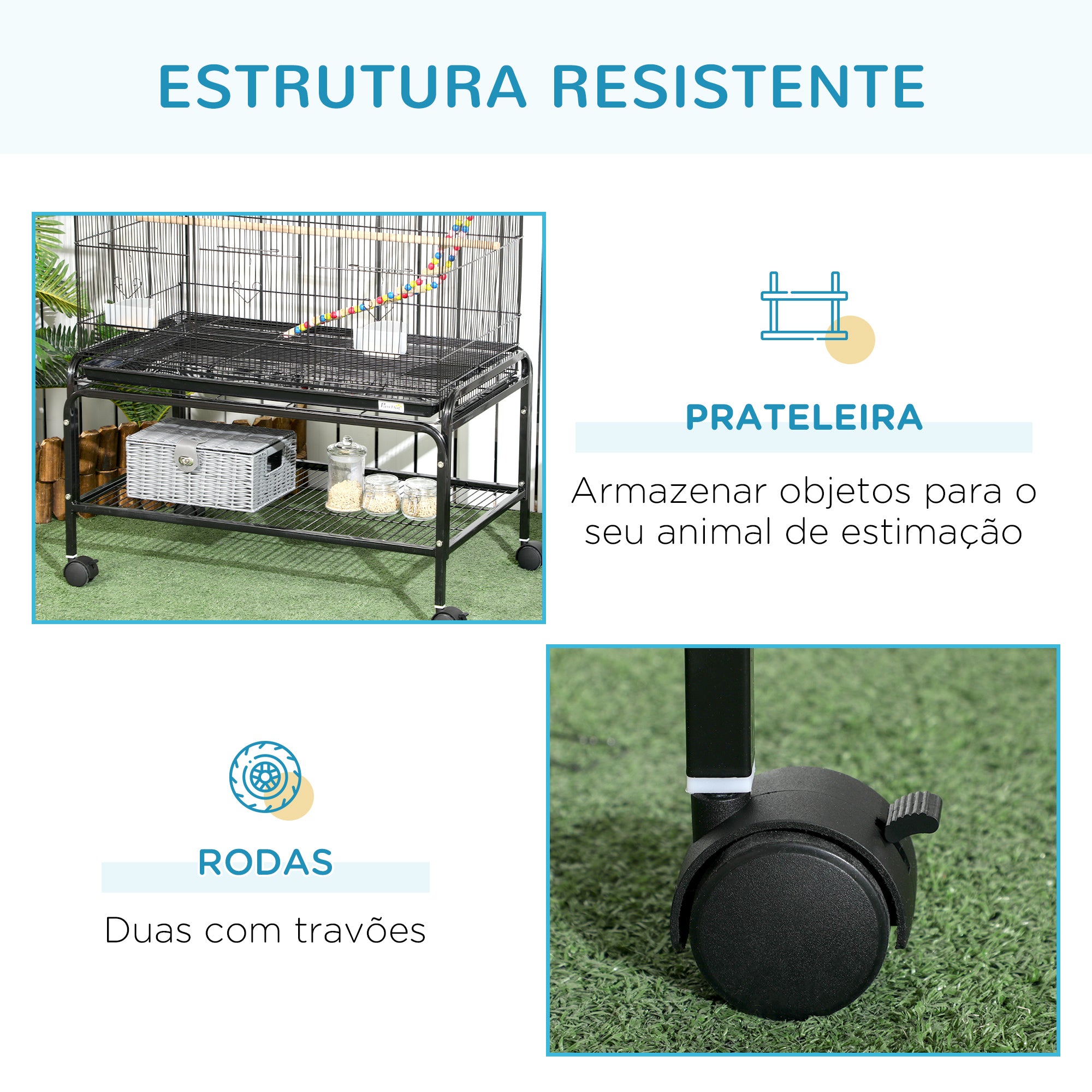 Gaiola Metálica Grande – 79x49x133 cm – Cor Preto