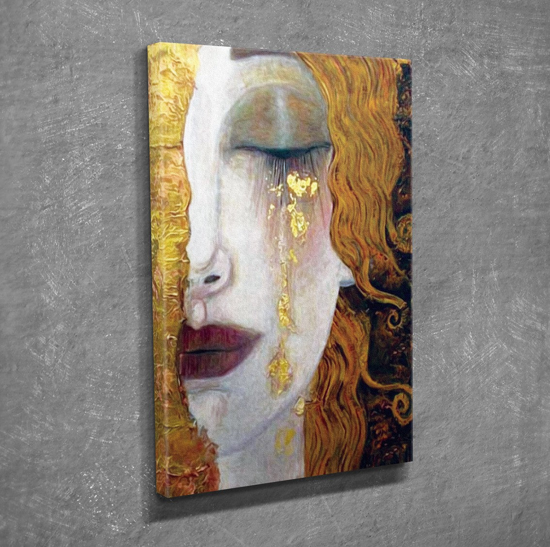 Pintura decorativa em tela "Lágrimas Douradas" de Anne-Marie Zilberman, 30 x 40 cm, 100% tela, moldura 100% madeira (3 cm de espessura) | Arte elegante para decoração de casa