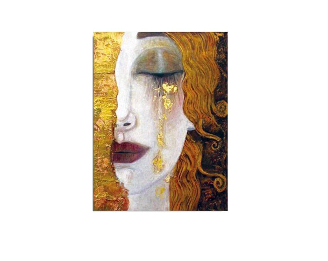 Pintura decorativa em tela "Lágrimas Douradas" de Anne-Marie Zilberman, 30 x 40 cm, 100% tela, moldura 100% madeira (3 cm de espessura) | Arte elegante para decoração de casa