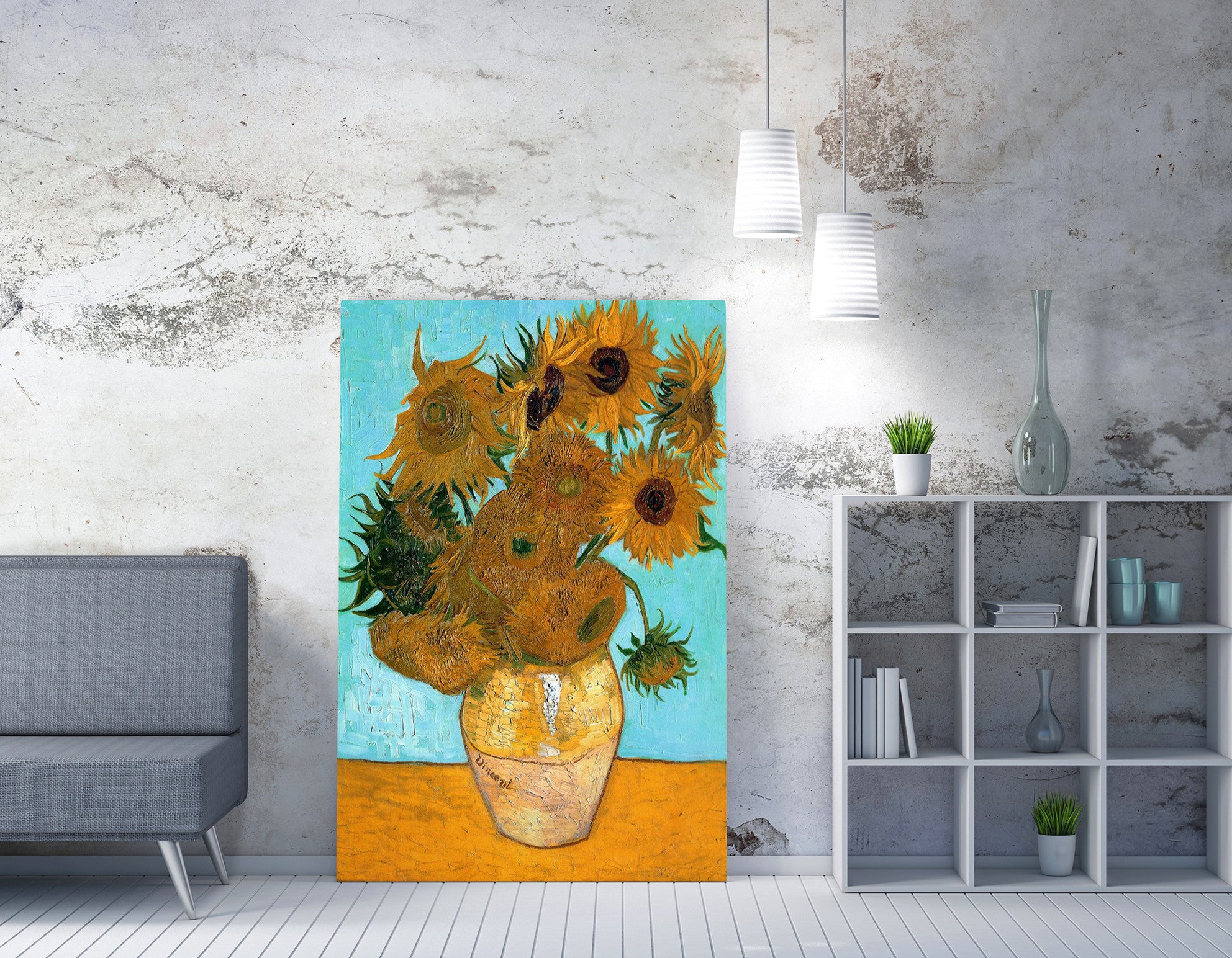 Pintura decorativa em tela de Vincent van Gogh, 50 x 70 cm | 50% poliéster / 50% algodão, moldura 100% madeira (2 x 3 cm) | Arte deslumbrante para decoração de casa