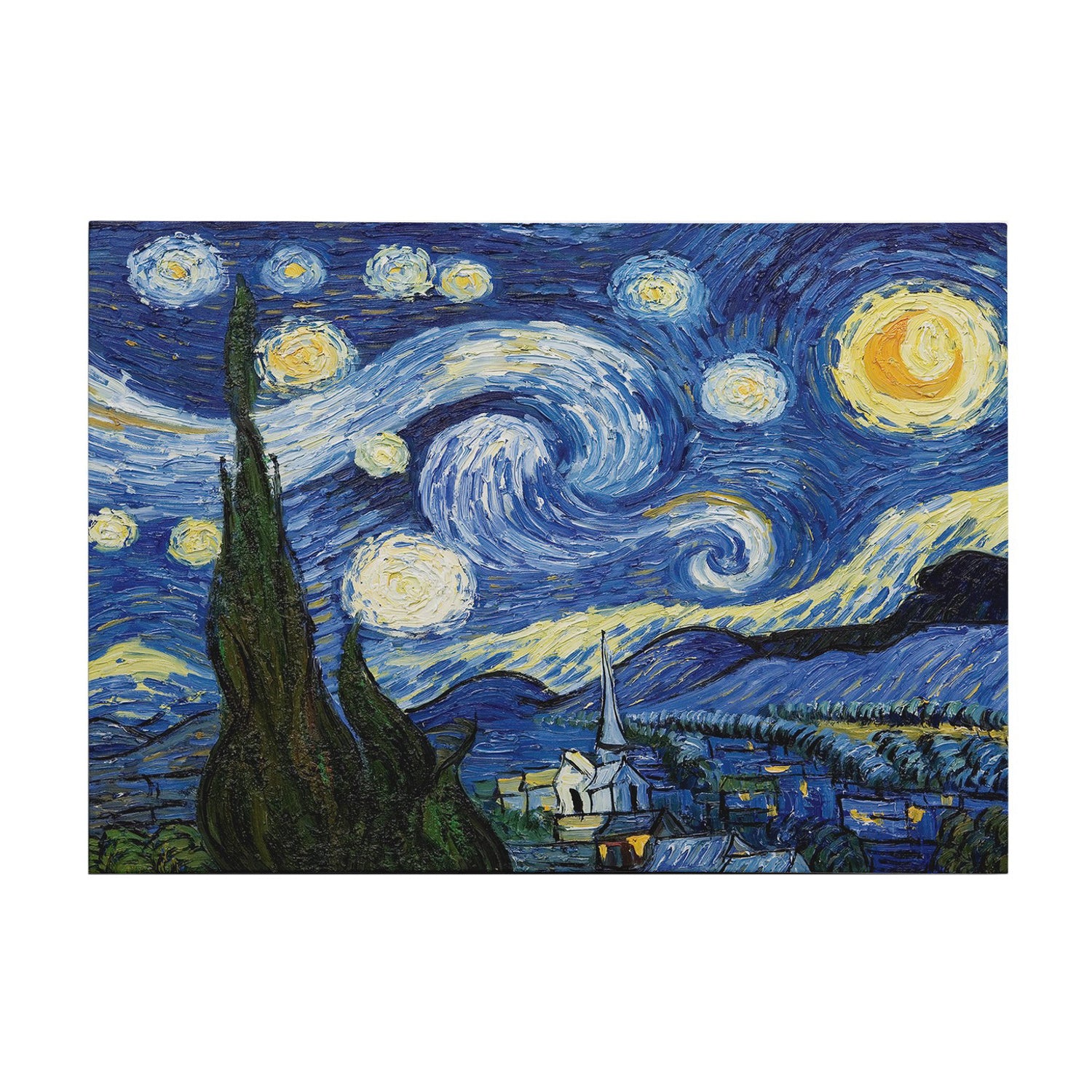Pintura decorativa em tela de Vincent van Gogh, 70 x 100 cm, 50% poliéster/50% algodão, moldura 100% madeira (2 x 3 cm) | Arte deslumbrante para decoração de casa