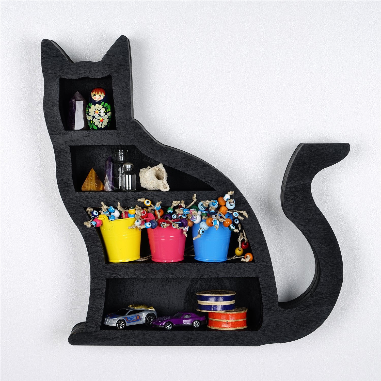 Acessório Decorativo de Parede em Madeira 100% – Preto, Corte a Laser, 38 x 6 x 37 cm (MEH137 • 268EVL1279)