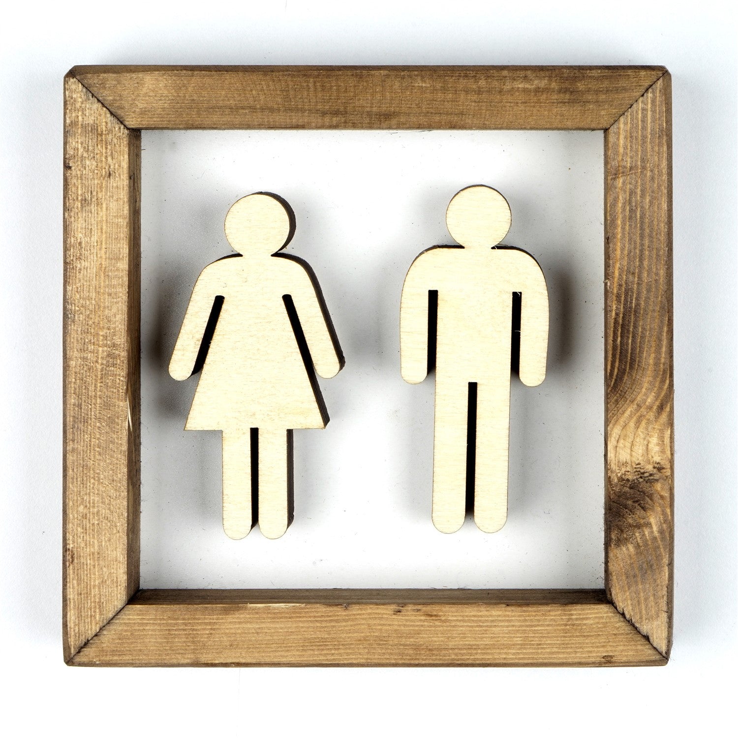 Acessório de Parede Decorativo em Madeira (MDF 3 mm) com Moldura em Abeto – Nogueira e Branco, 17 x 3,5 x 17 cm