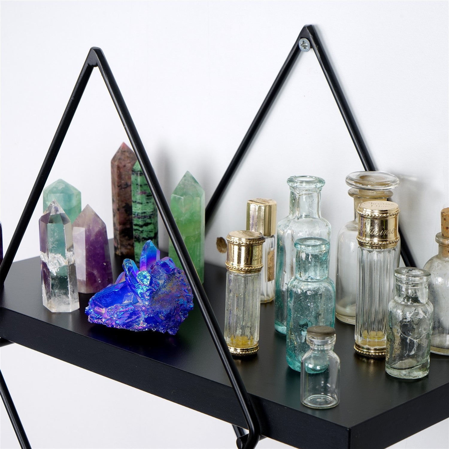 Prateleira decorativa de parede em metal – 40 cm x 15 cm x 31 cm – Preto – metal