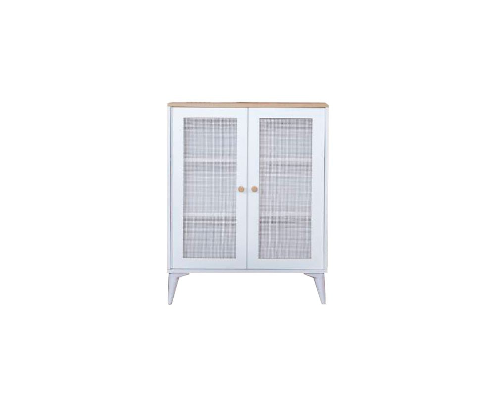 Aparador – 90 cm x 105 cm x 41 cm – Branco e Carvalho – MDF e Madeira de Carvalho