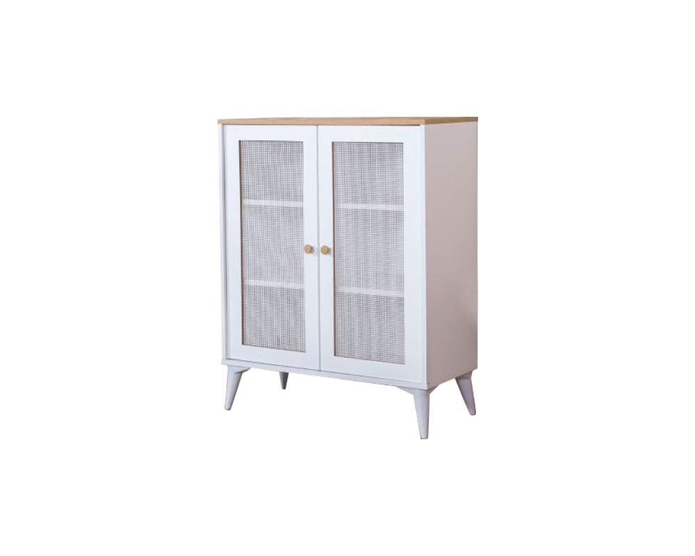 Aparador – 90 cm x 105 cm x 41 cm – Branco e Carvalho – MDF e Madeira de Carvalho