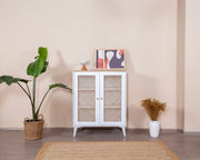 Aparador – 90 cm x 105 cm x 41 cm – Branco e Carvalho – Aglomerado, MDF e Madeira de Pinho