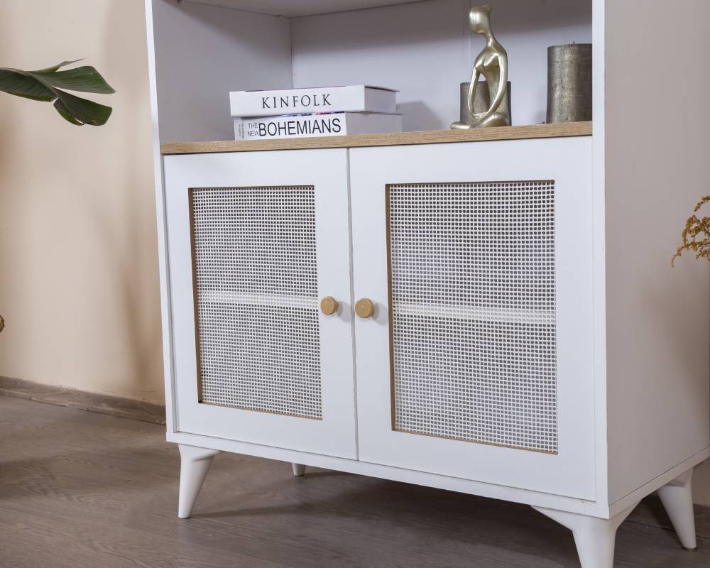 Estante de livros – 90 cm x 158 cm x 41 cm – Branco e Carvalho – MDF