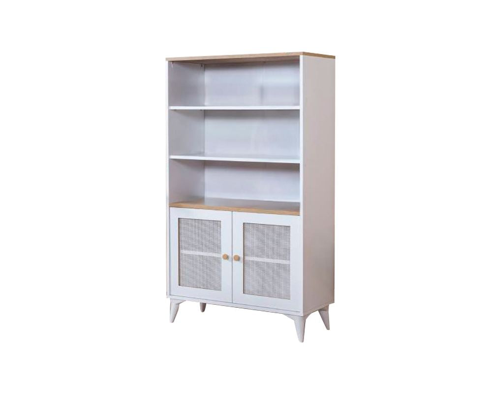 Estante de livros – 90 cm x 158 cm x 41 cm – Branco e Carvalho – MDF