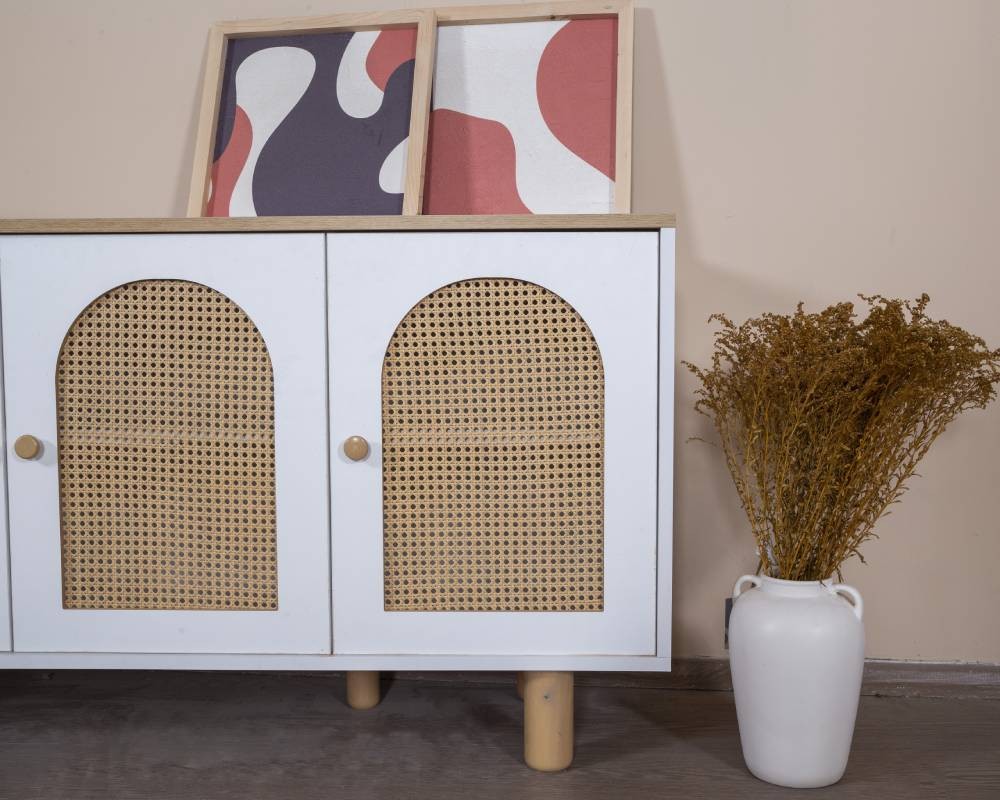 Aparador de MDF – 80 cm x 180 cm x 41 cm – Branco e Carvalho