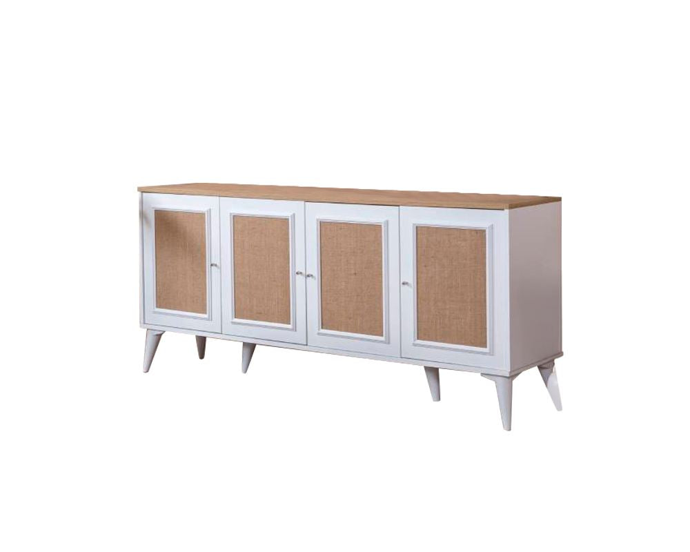Aparador de MDF – 80 cm x 180 cm x 41 cm – Branco e Carvalho