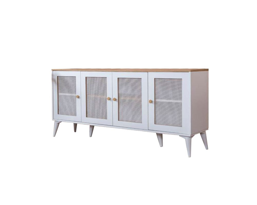 Aparador de MDF – 80 cm x 180 cm x 41 cm – Branco e Carvalho