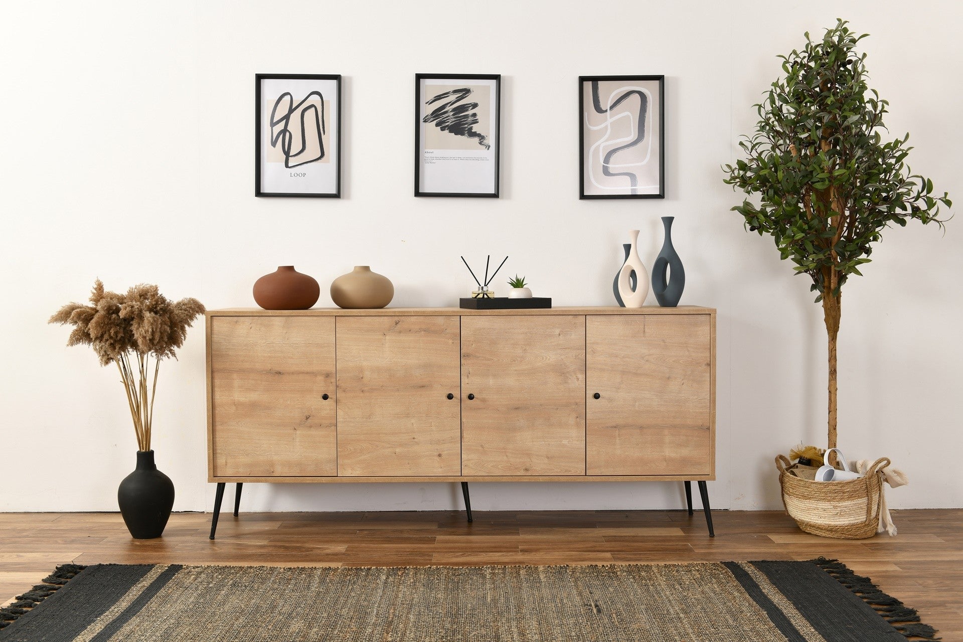 Aparador de Carvalho – 80 cm x 180 cm x 41 cm – Carvalho – Aglomerado e MDF
