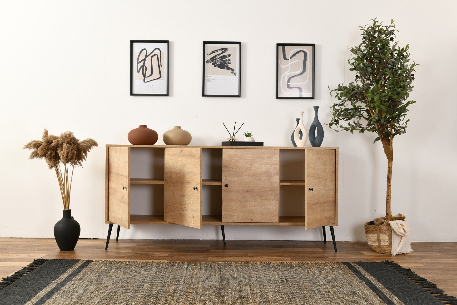 Aparador de Carvalho – 80 cm x 180 cm x 41 cm – Carvalho – Aglomerado e MDF