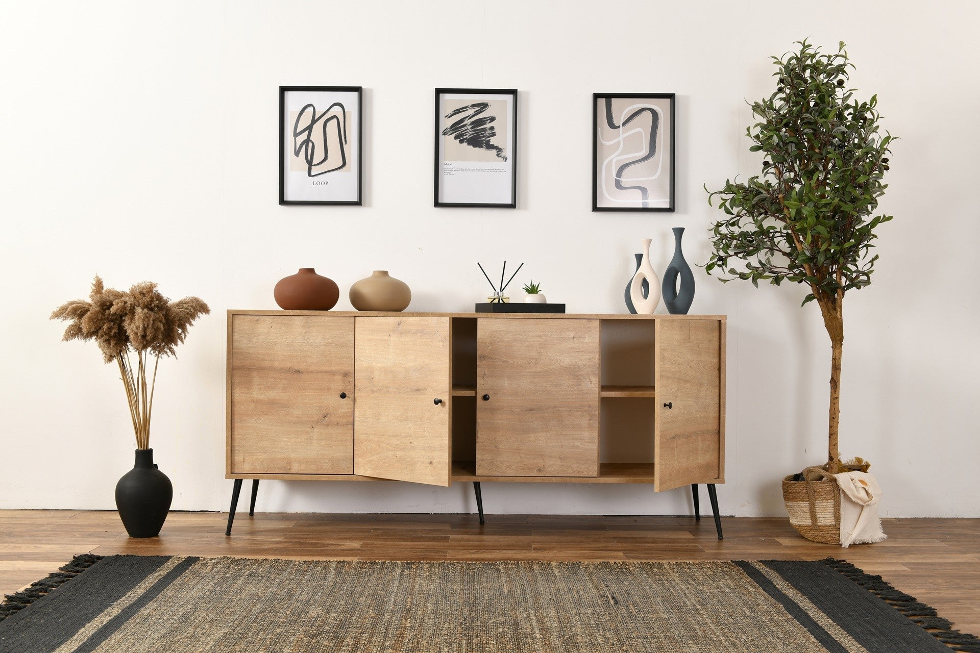 Aparador de Carvalho – 80 cm x 180 cm x 41 cm – Carvalho – Aglomerado e MDF