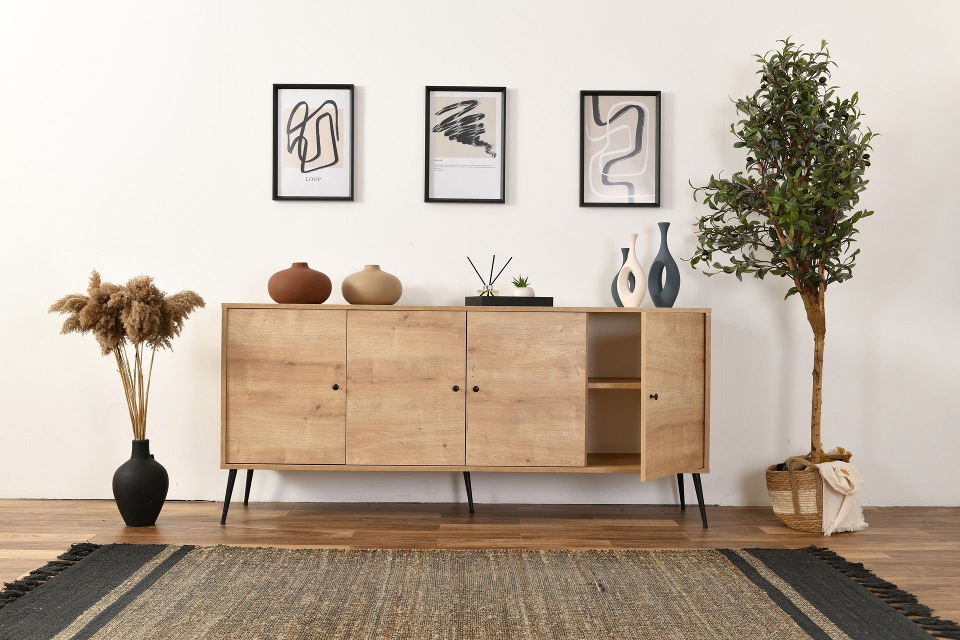 Aparador de Carvalho – 80 cm x 180 cm x 41 cm – Carvalho – Aglomerado e MDF