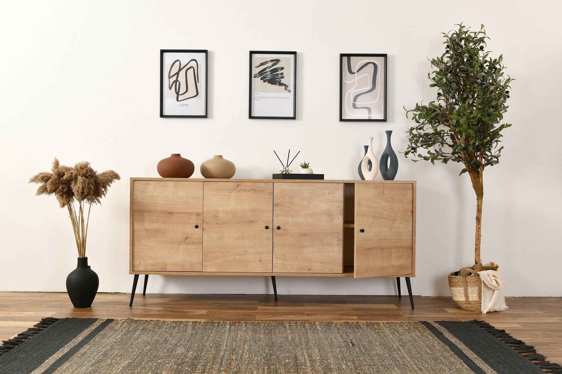 Aparador de Carvalho – 80 cm x 180 cm x 41 cm – Carvalho – Aglomerado e MDF