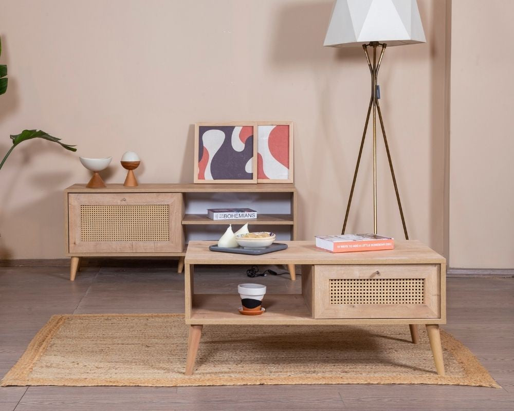 Mesa de Centro – 55 cm x 100 cm x 45 cm – Carvalho – Aglomerado