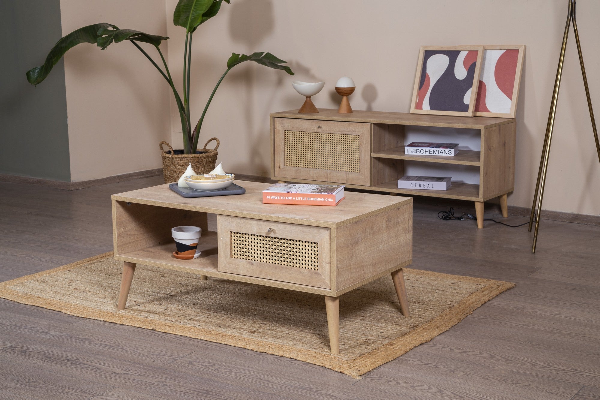 Mesa de Centro – 55 cm x 100 cm x 45 cm – Carvalho – Aglomerado