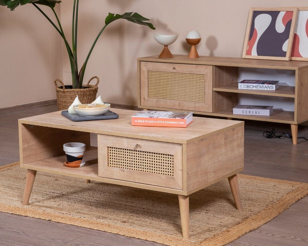 Mesa de Centro – 55 cm x 100 cm x 45 cm – Carvalho – Aglomerado