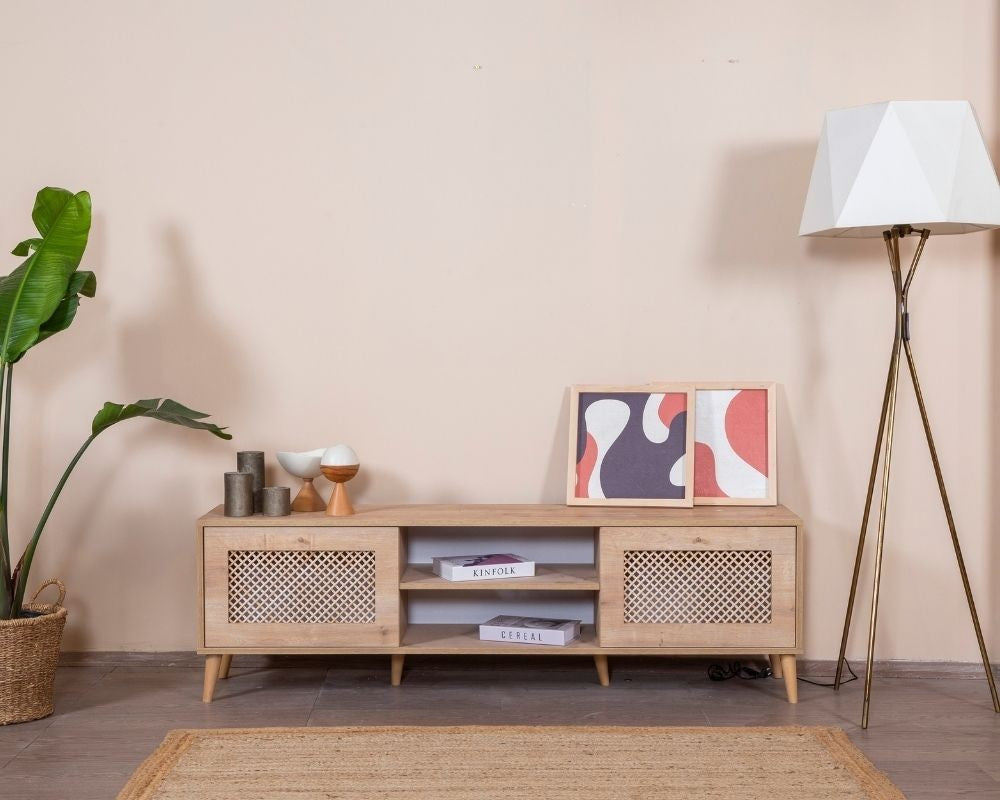 Móvel de TV – 55 cm x 180 cm x 41 cm – Carvalho – Aglomerado e MDF