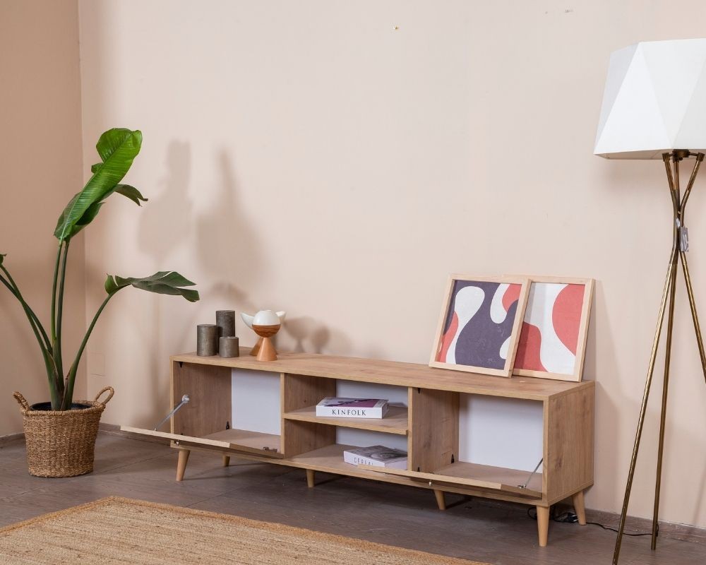 Móvel de TV – 55 cm x 180 cm x 41 cm – Carvalho – Aglomerado e MDF