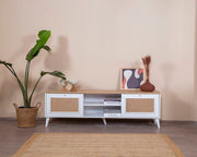 Móvel de TV – 55 cm x 180 cm x 41 cm – Branco e Carvalho – MDF