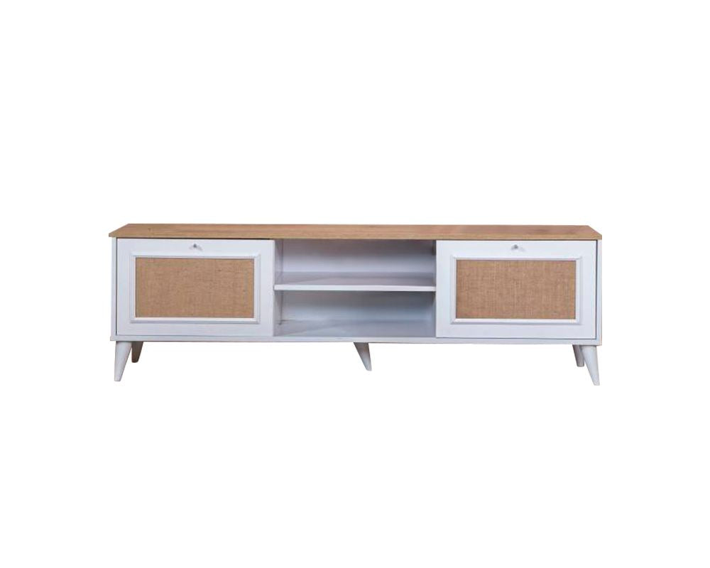 Móvel de TV – 55 cm x 180 cm x 41 cm – Branco e Carvalho – MDF
