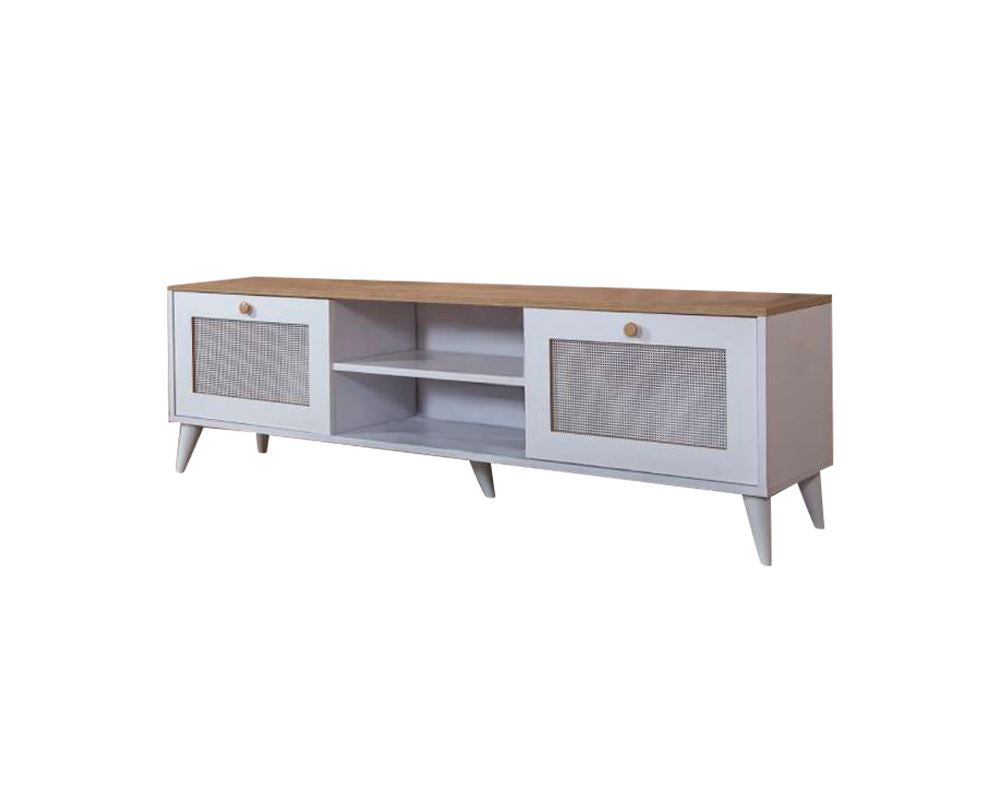 Móvel de TV – 55 cm x 180 cm x 41 cm – Branco e Carvalho – MDF