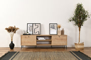Móvel de TV – 55 cm x 180 cm x 41 cm – Carvalho – MDF e metal