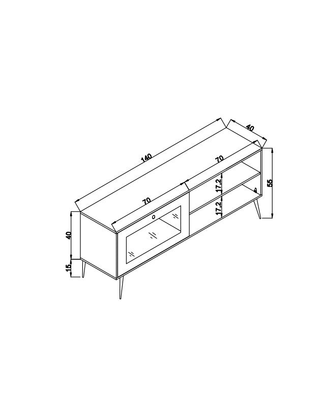 Móvel de TV elegante em carvalho, 138 x 55 x 41 cm | Painel de partículas 100% revestido, pés de arame e capa | Design moderno para salas de estar e espaços de entretenimento
