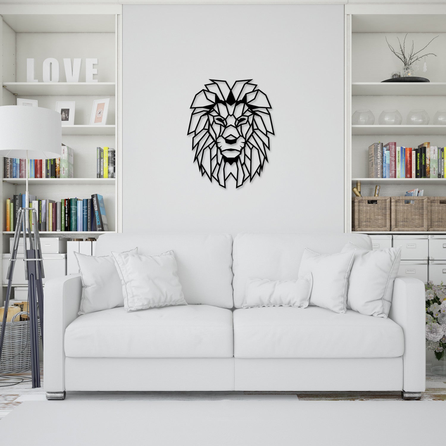 Acessório Decorativo de Parede Leão em 100% Metal Preto – 40x50 cm