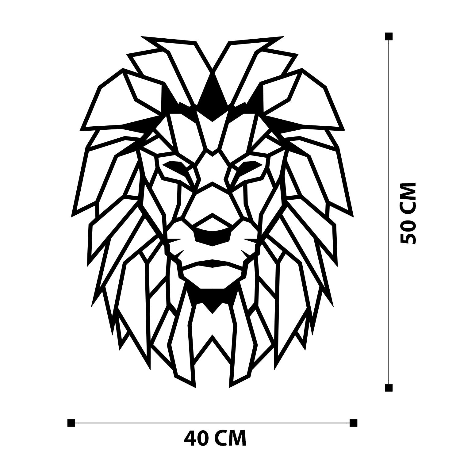 Acessório Decorativo de Parede Leão em 100% Metal Preto – 40x50 cm